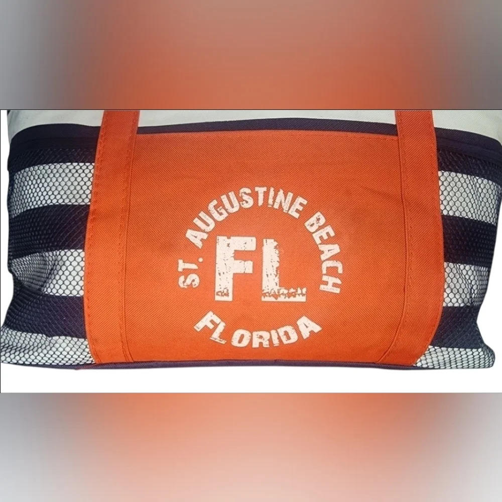 St Augustine Beach Striped Beach Tote Bag